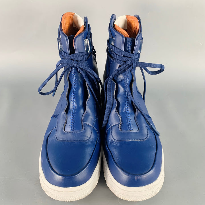 NIKE Size 8.5 Air Force 1 Rebel XX Blue Leather High Top Sneakers