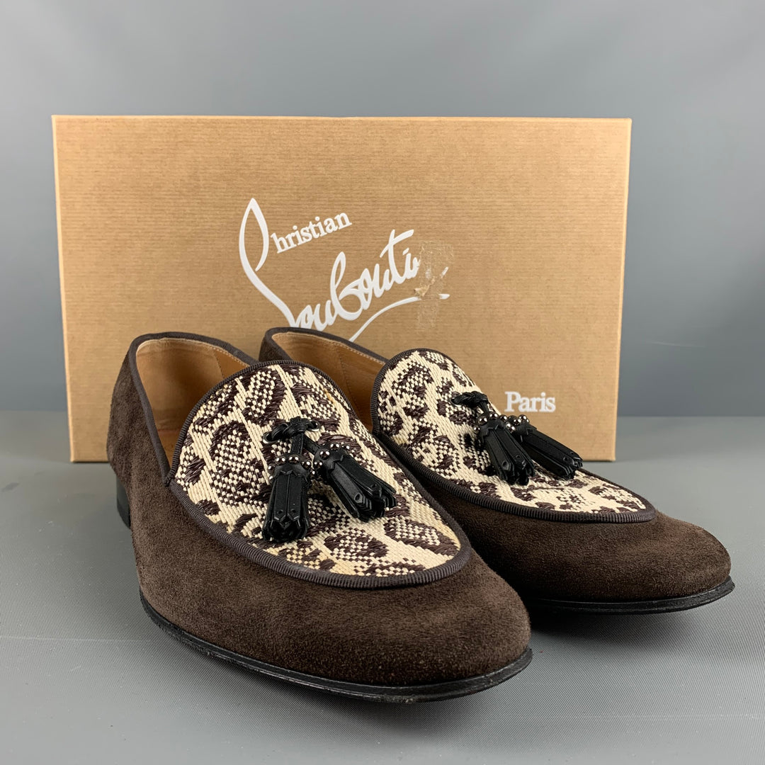 CHRISTIAN LOUBOUTIN Size Brown Beige Mixed Materials Woven