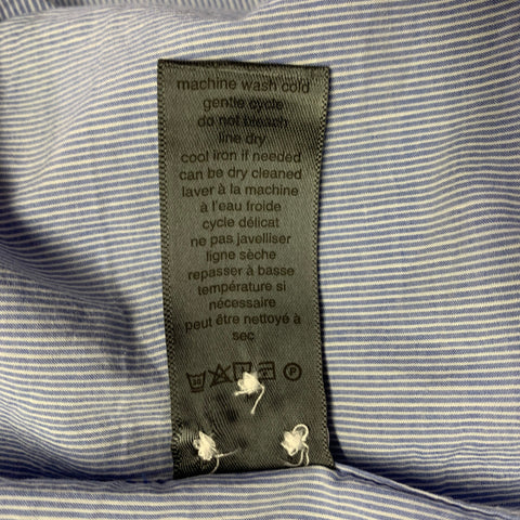 JOHN VARVATOS Size L Light Blue White Stripe Cotton Linen Long Sleeve Shirt