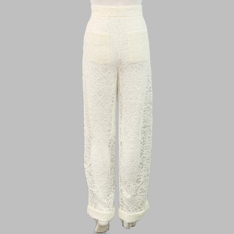 INTERIOR Size XS Off White Nylon Blend Lace Shirt Pants Set