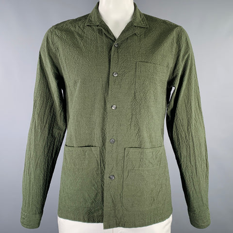 REISS Size XL Green Seersucker Cotton Blend Chore Worker Jacket