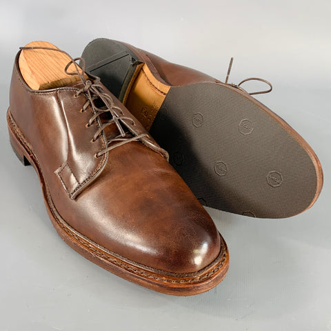 ALLEN EDMONDS Size 7 Leeds Brown Cigar Leather Derby Lace-Up Shoes
