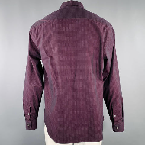 EMPORIO ARMANI Size XXL Burgundy White Dots Long Sleeve Shirt
