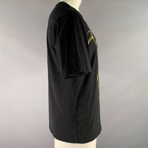 MOSCHINO Size XXL Black Yellow Graphic Cotton Crew Neck T shirt