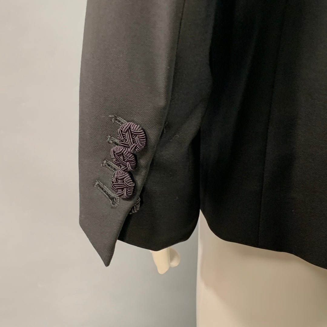 PAUL SMITH Size 6 Black Wool Twill Notch Lapel Jacket Blazer