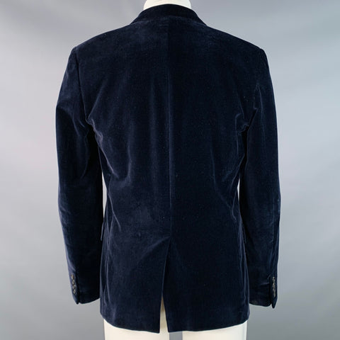 MARC JACOBS Size 40 Navy Cotton Velvet Notch Lapel Sport Coat
