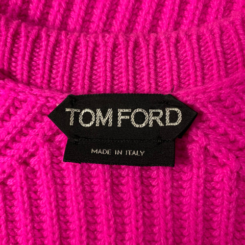 TOM FORD Size S Pink Ribbed Knit Cashmere V-Neck Sweater