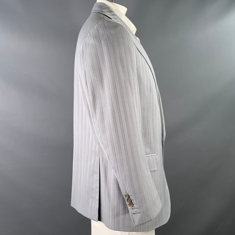 ASTOR & BLACK Size 44 Grey Blue Stripe Single Breasted Sport Coat