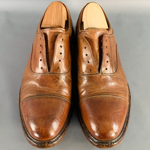 OFFICINE CREATIVE Size 9 Brown Leather Slip On Lace-Up Shoes