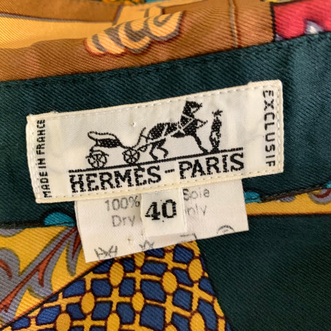 Chemise en soie à manches longues multicolore HERMES, taille 8
