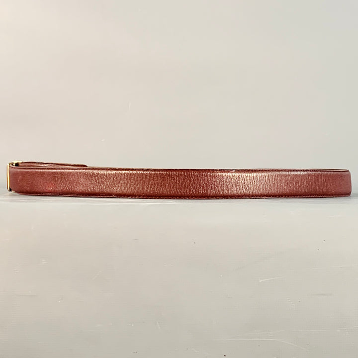 CARTIER Vintage Size 43 Burgundy Gold Logo Leather Skinny Belt