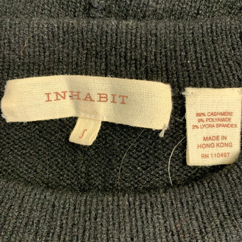 INHABIT Size S Black Cashmere Blend Knit Crew Neck Pullover