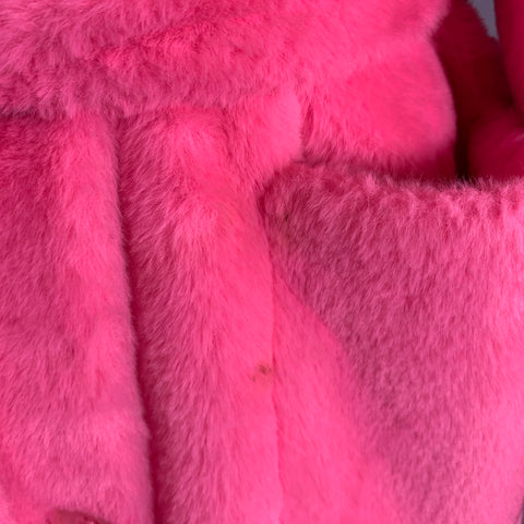 STAND STUDIO Size M Pink Polyester Textured Faux Fur Belted Coat