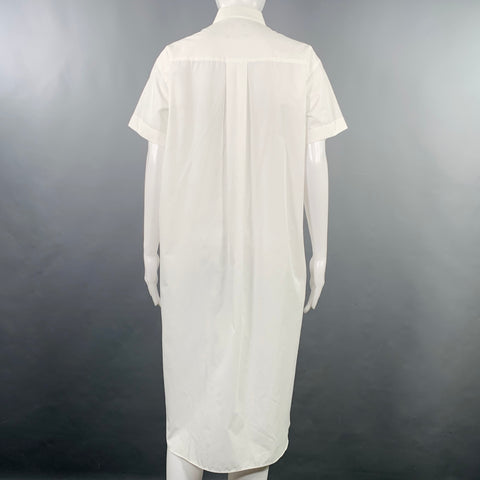SACAI Size M White Polyester Cotton Midi Shirt Dress