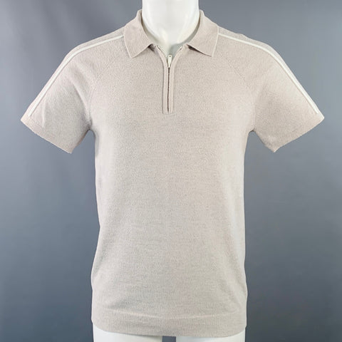 REISS Size S Gammo Grey White Terry Polyamide Blend Zip Up Polo