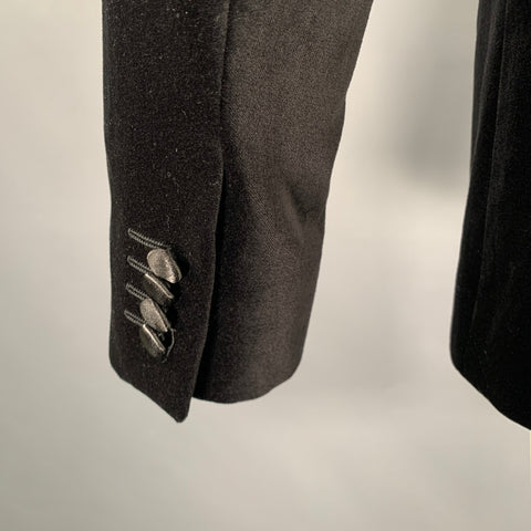 TED BAKER Size 40 Long Black Velvet Cotton Peak Lapel Sport Coat