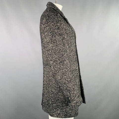 MICHAEL KORS Size L Black White Herringbone Wool Blend Coat