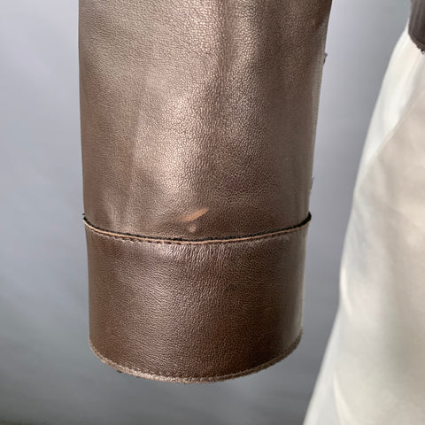 EMPORIO ARMANI Size 42 Brown Lambskin Leather Zip Up Jacket