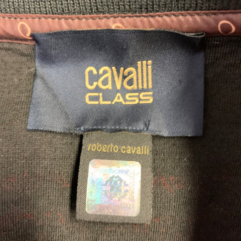 ROBERTO CAVALLI Size XL Black Red Plaid Polyester Blend Sweatshirt Pullover