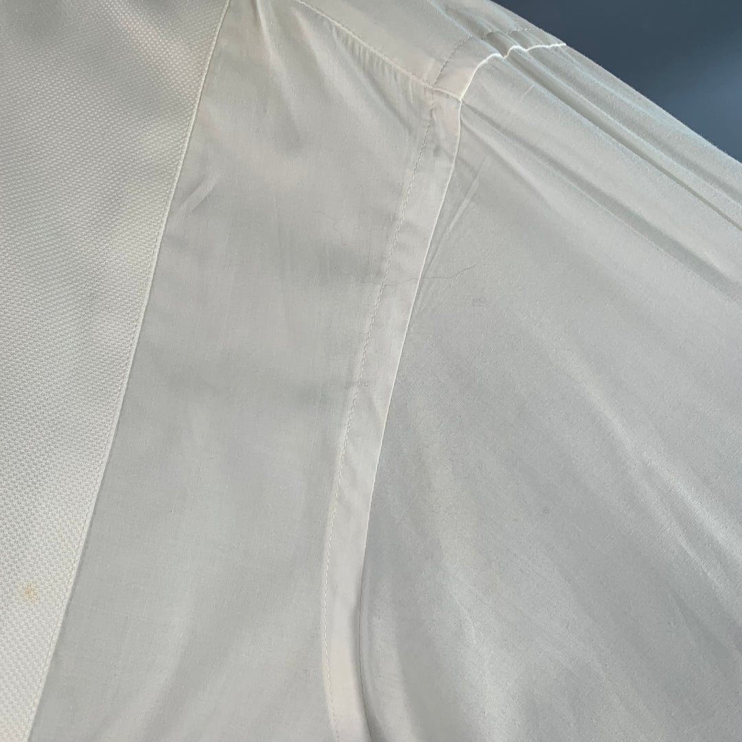ERMENEGILDO ZEGNA Size S Cream Textured Wingtip French Cuff Tuxedo Long Sleeve Shirt