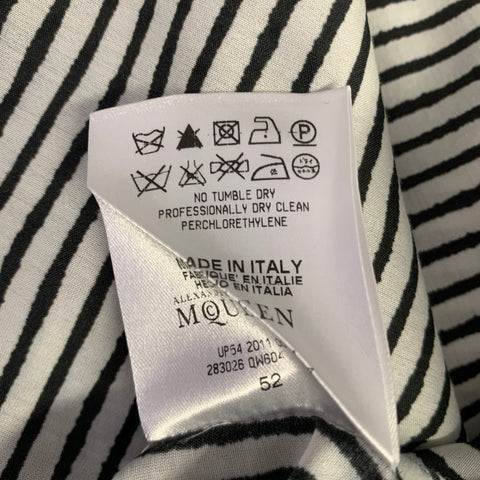 ALEXANDER MCQUEEN Size M White Black Stripe Cotton Silk Long Sleeve Shirt