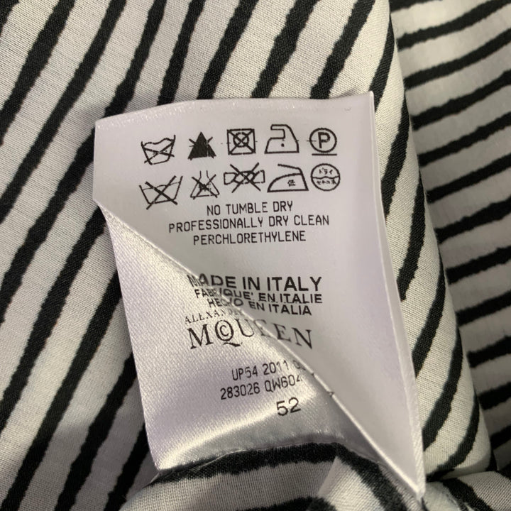 ALEXANDER MCQUEEN Size M White Black Stripe Cotton Silk Long Sleeve Shirt