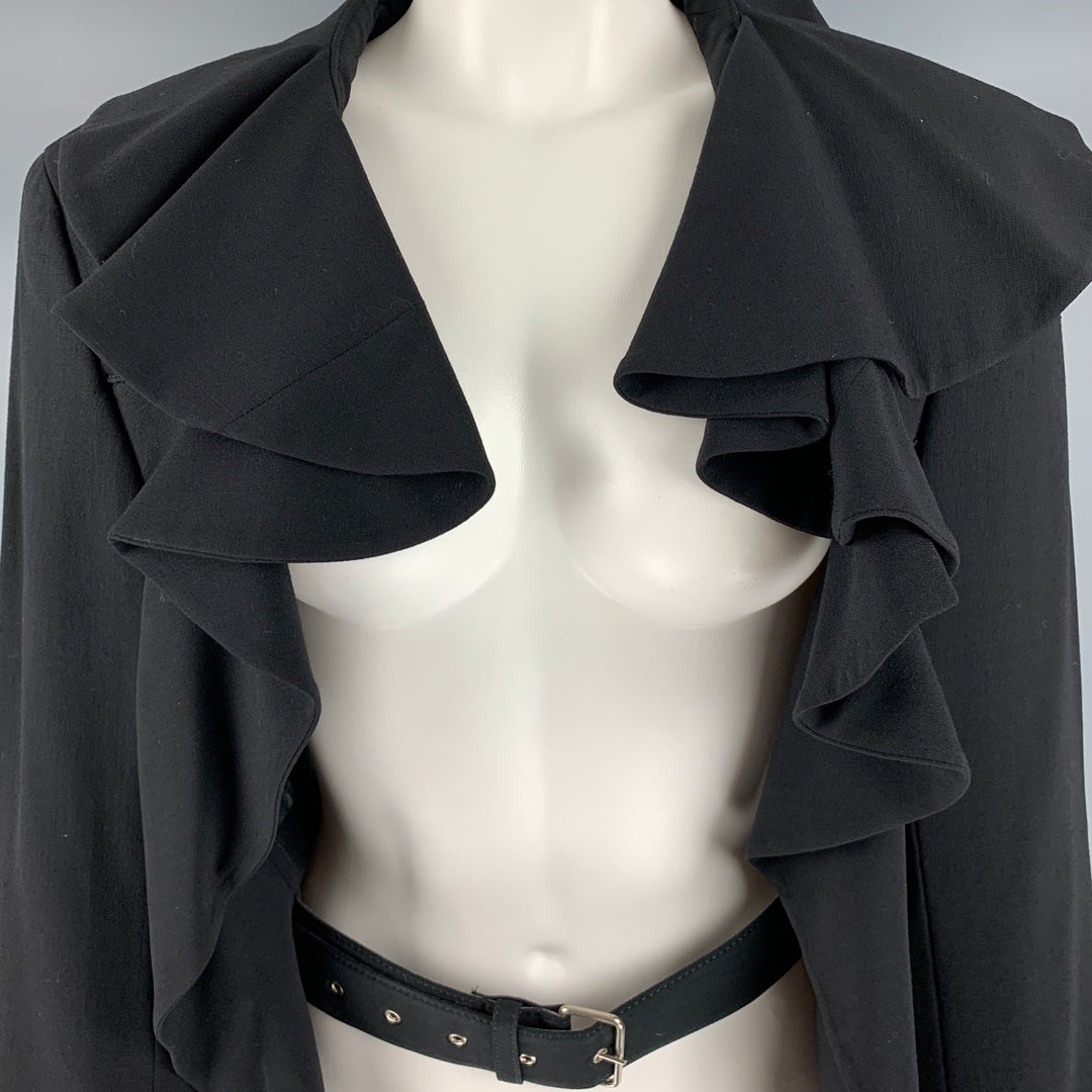 COMME des GARCONS Size S Black Wool Open Front Jacket