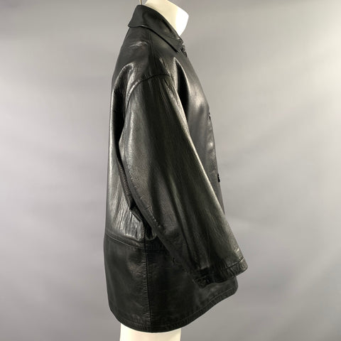 MAXFIELD PARRISH Size S Black Leather Button Up Jacket