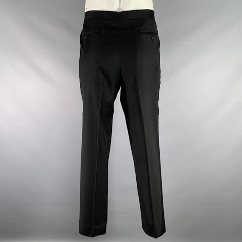 SUITSUPPLY Size 36 Black Solid Wool Tuxedo Dress Pants