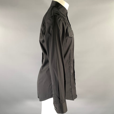 D&G by DOLCE & GABBANA Size M Black Cotton Elastane Long Sleeve Shirt