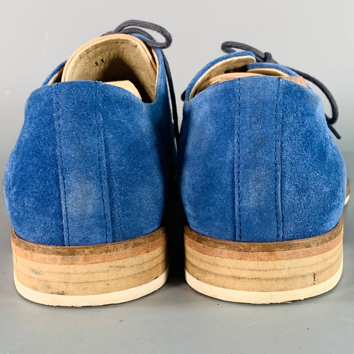JOHN FLUEVOG Size 11 Blue Tan Suede Derby Lace-Up Shoes