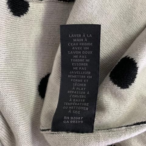 SAKS FIFTH AVENUE Size S Black White Silk Cashmere Polka Dot Cardigan