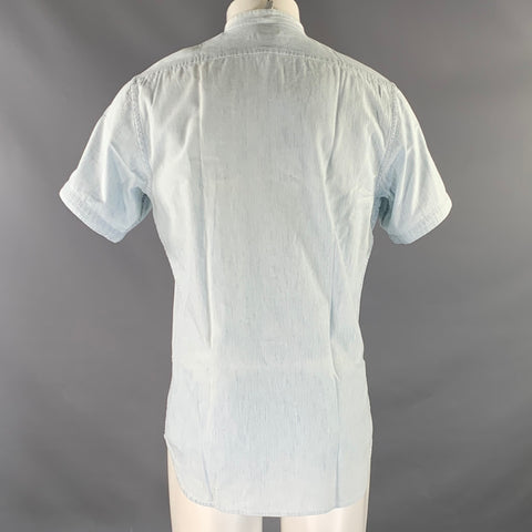 TAYLOR STITCH Size M Blue White Stripe Cotton Button Down Short Sleeve Shirt
