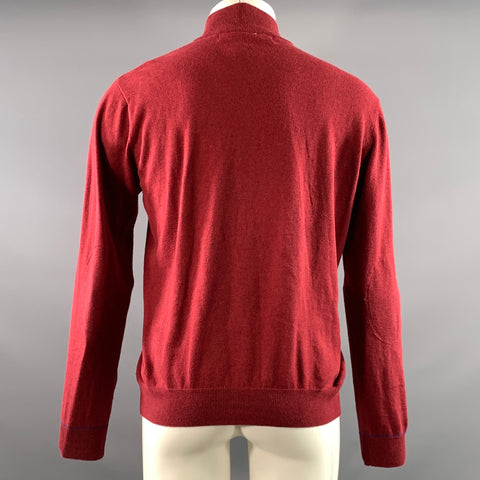 BRIONI Size M Red Knit Wool Blend Hidden Placket Pullover