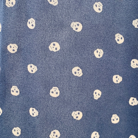 JEAN PAUL GAULTIER Size 6 Navy Grey Polyester Skulls Shirt Dress