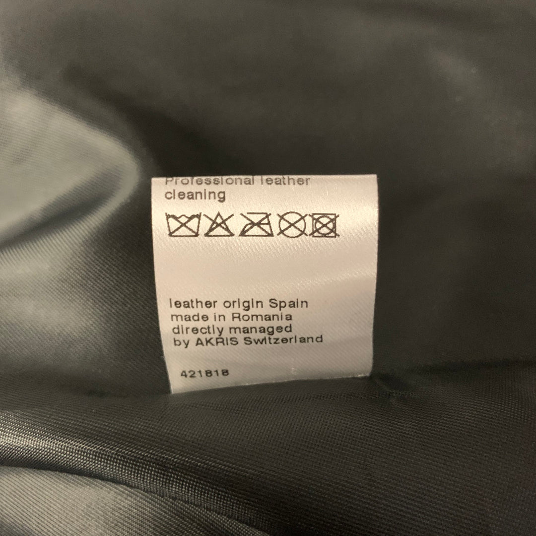 AKRIS Size 12 Black Leather Cropped Jacket