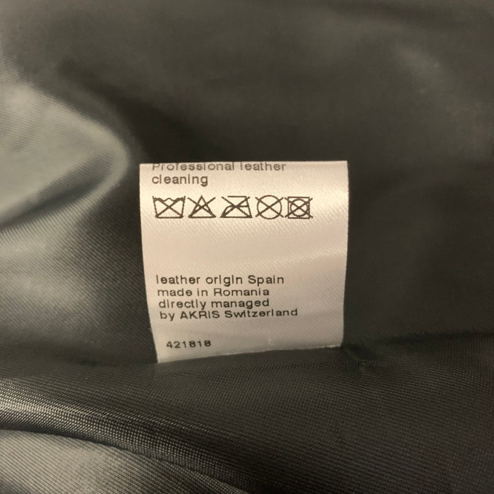 AKRIS Size 12 Black Leather Cropped Jacket