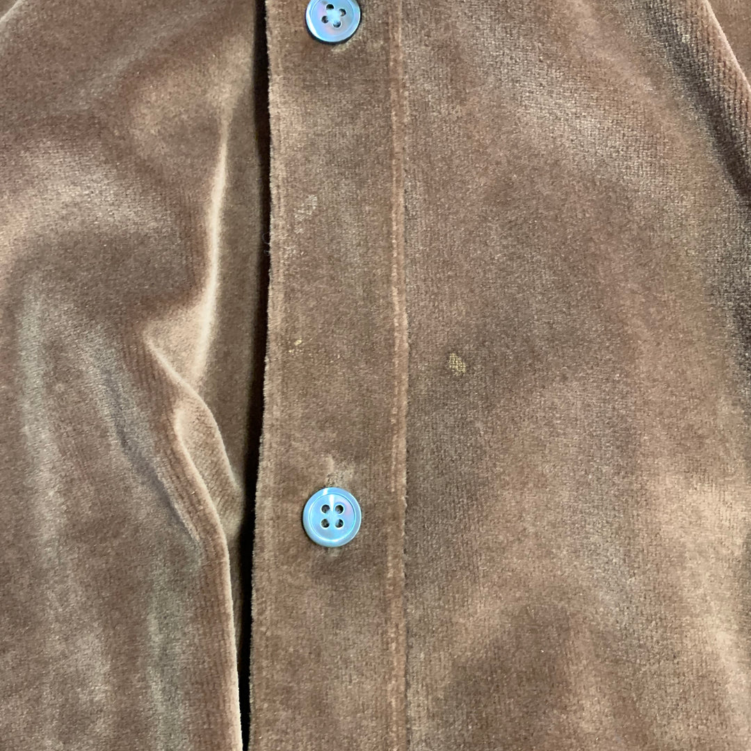 TODD SNYDER Size L Brown Cotton Blend Velvet Button Up Long Sleeve Shirt