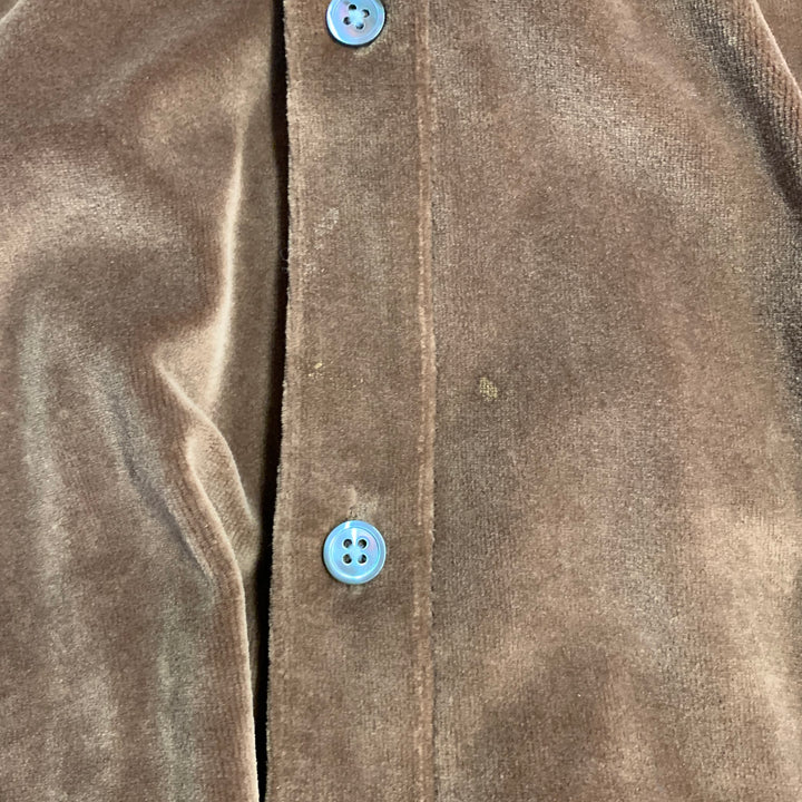 TODD SNYDER Size L Brown Cotton Blend Velvet Button Up Long Sleeve Shirt