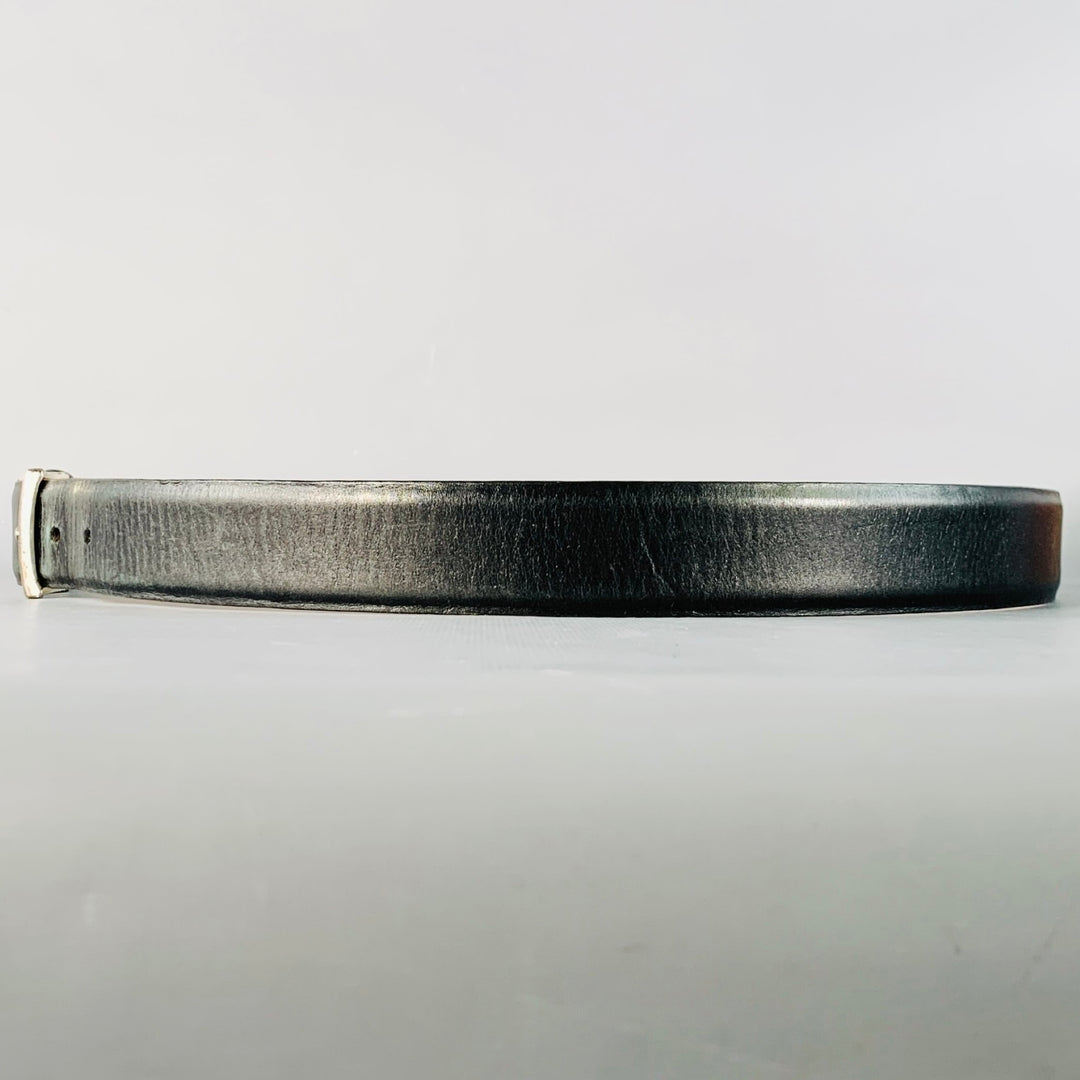 JOHN VARVATOS Size 42 Black Silver Leather Belt