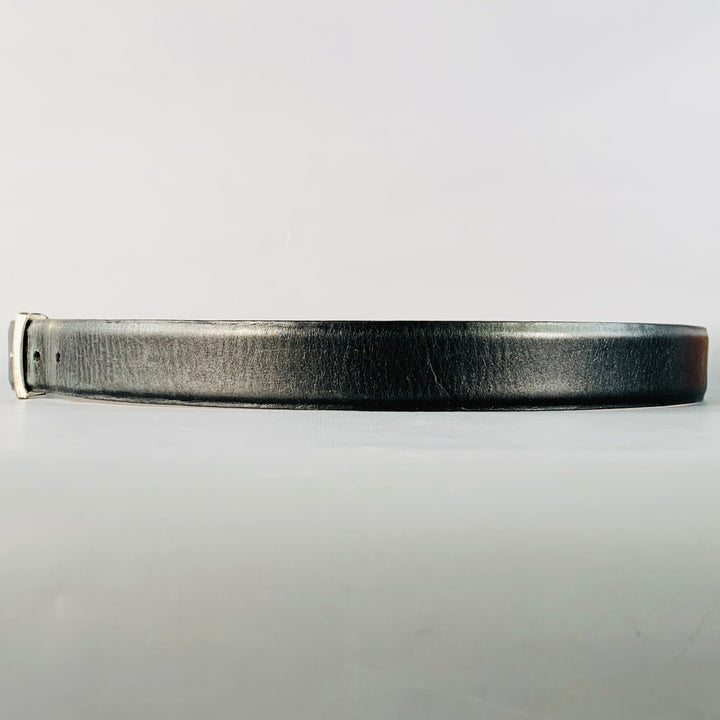 JOHN VARVATOS Size 42 Black Silver Leather Belt