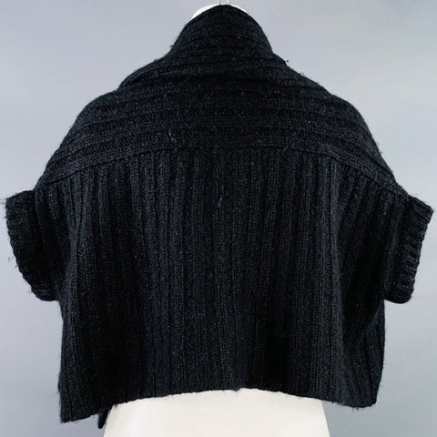 JARBO Size 0 Black Alpaca Blend Knit Shawl Collar Open Front Shrug Cardigan