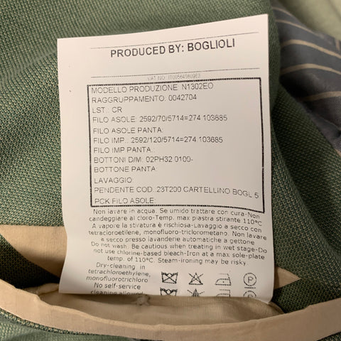 BOGLIOLI Size 36 Green Woven Cotton Notch Lapel Sport Coat