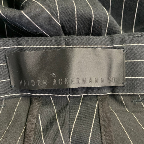 HAIDER ACKERMANN Size XL Black White Stripe Cotton Blend Belted Casual Pants