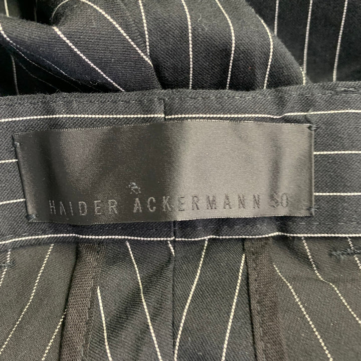 HAIDER ACKERMANN Size XL Black White Stripe Cotton Blend Belted Casual Pants