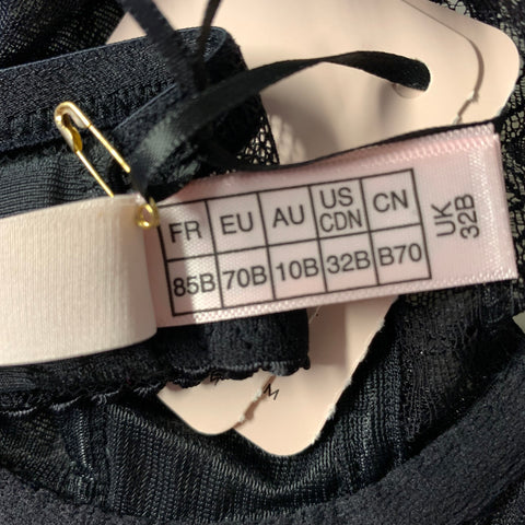 AGENT PROVOCATEUR Size 32 Black Polyamide Blend Lace Bralette Lingerie