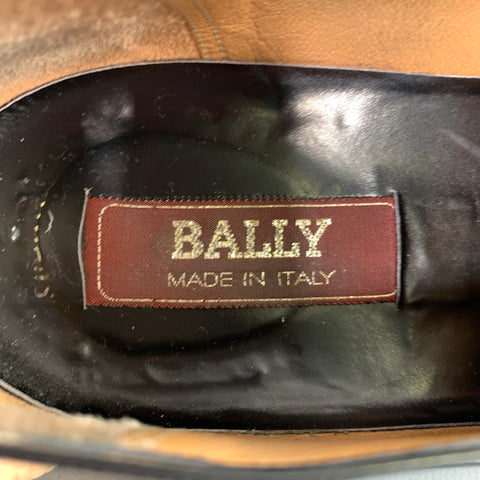 BALLY Size 10 Black Leather Lace Up Loafers