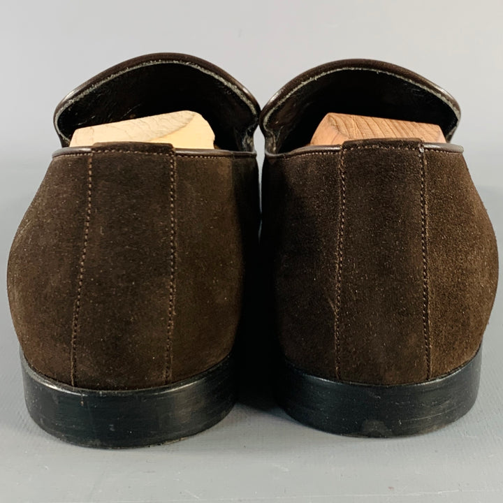 GUCCI Size 10 Chocolate Brown Suede Tassels Loafers