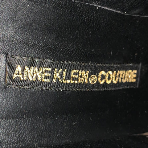 ANNE KLEIN Size 8 Black Velvet Cap Toe Lace-Up Boots