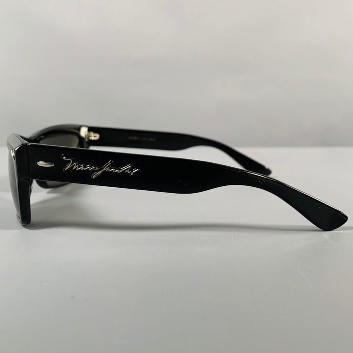 MARC JACOBS Black Silver Signature Print Acetate Sunglasses